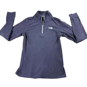 North Face Fleece Pullover Womens Small Gray Quarter Zip Outdoor Hiking Trail UV